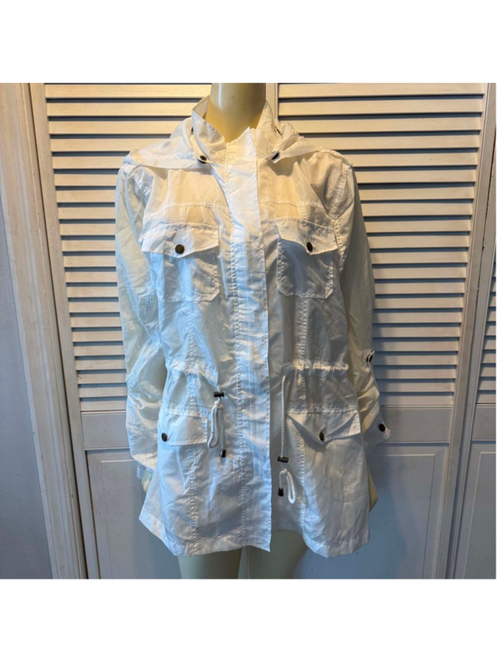 Women's Shinestar White Utility Jacket Plus Size 2X